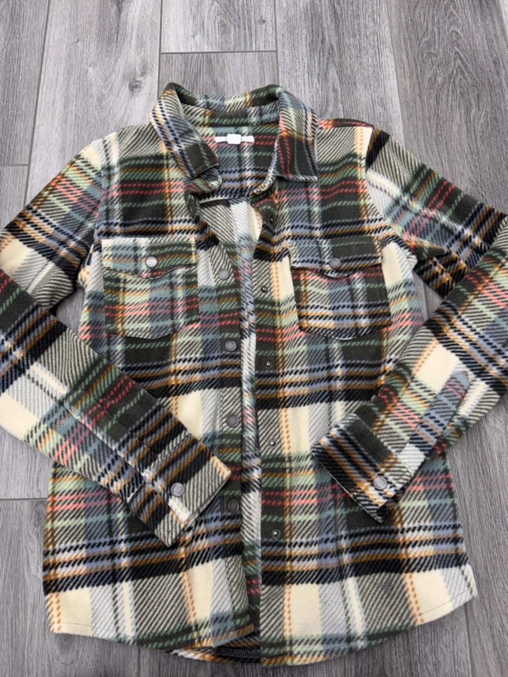 O'Neill Green, Black & Red Plaid Fleece Shacket